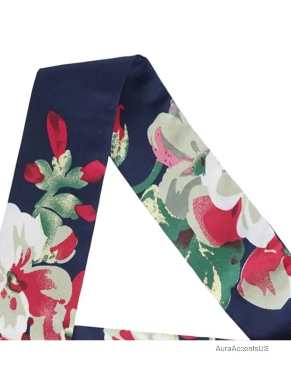 Satin Floral Skinny Scarf - Long 78